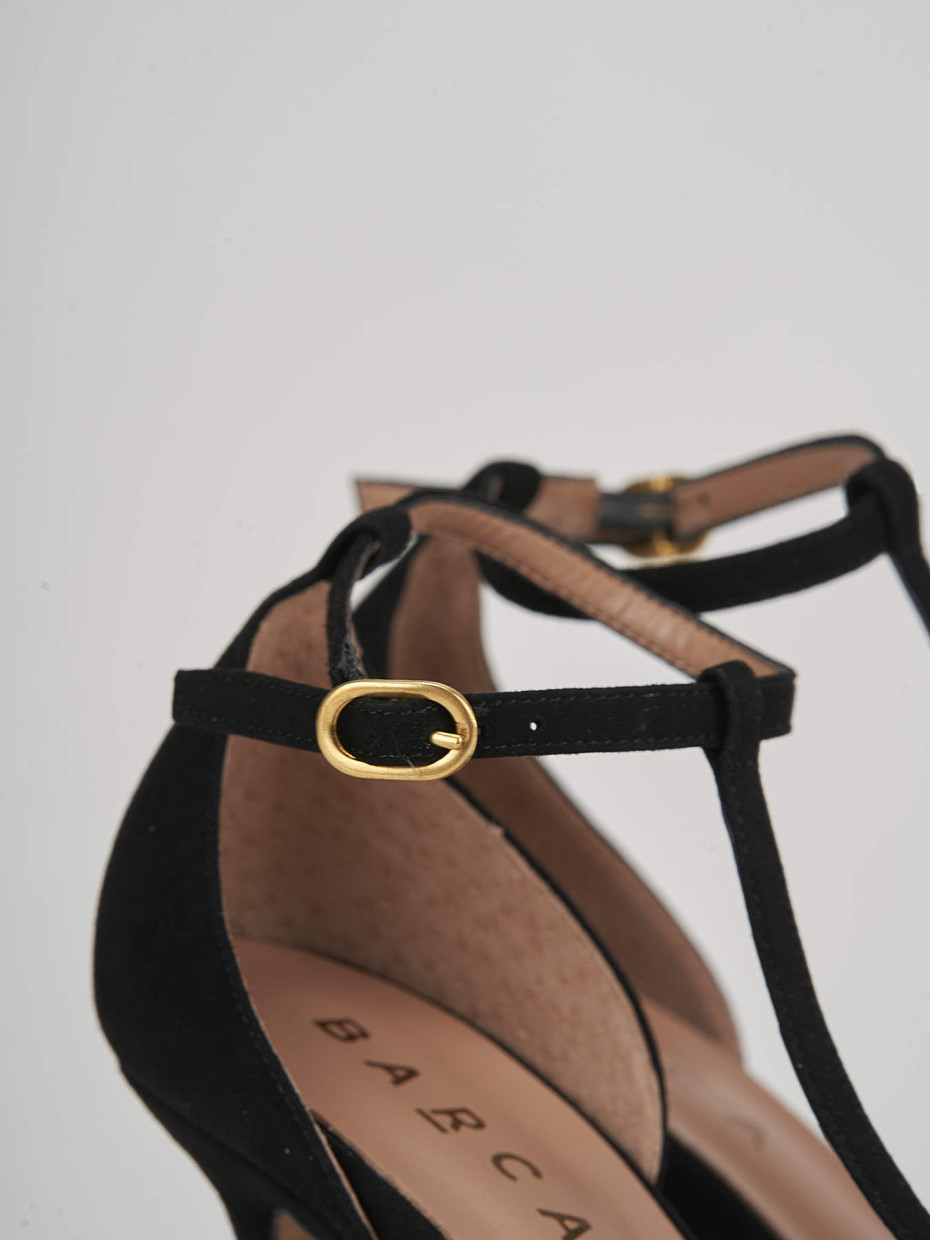 High heel sandals heel 8 cm black suede