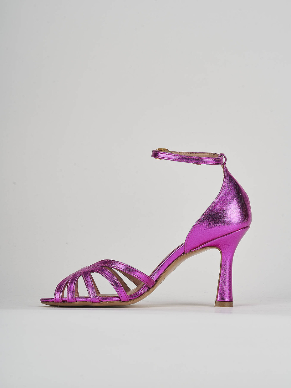 High heel sandals heel 8 cm pink laminated