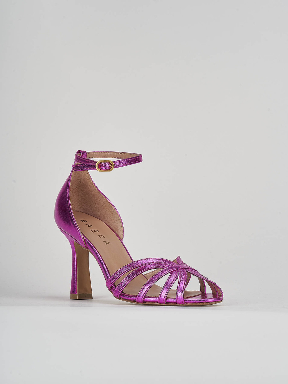 High heel sandals heel 8 cm pink laminated