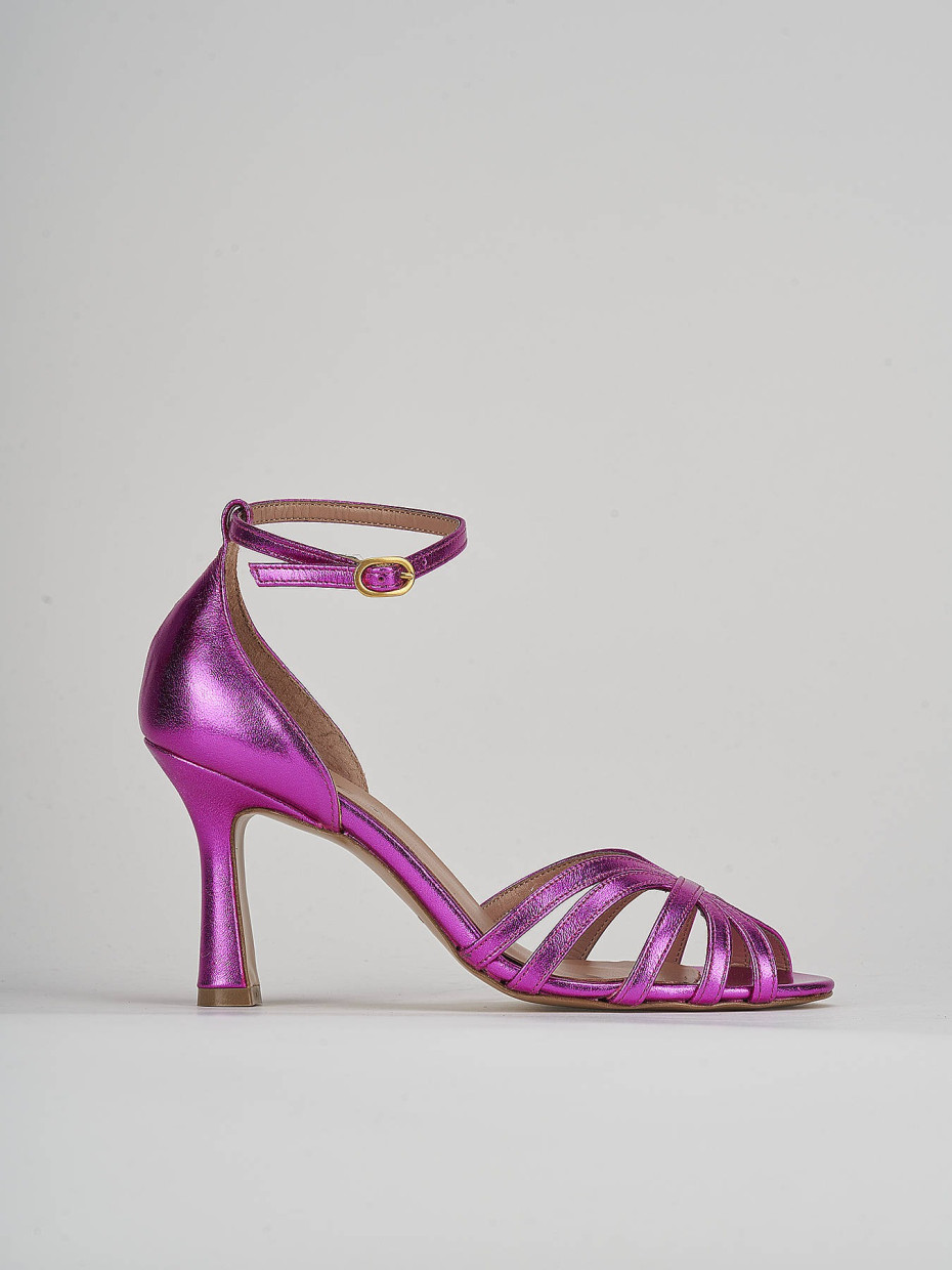 High heel sandals heel 8 cm pink laminated