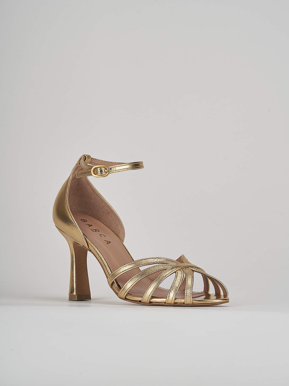 High heel sandals heel 8 cm gold laminated