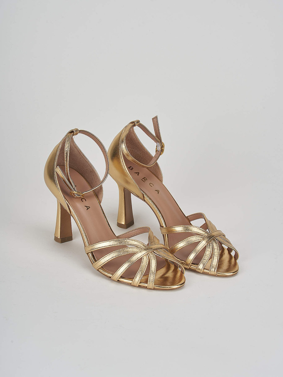 High heel sandals heel 8 cm gold laminated