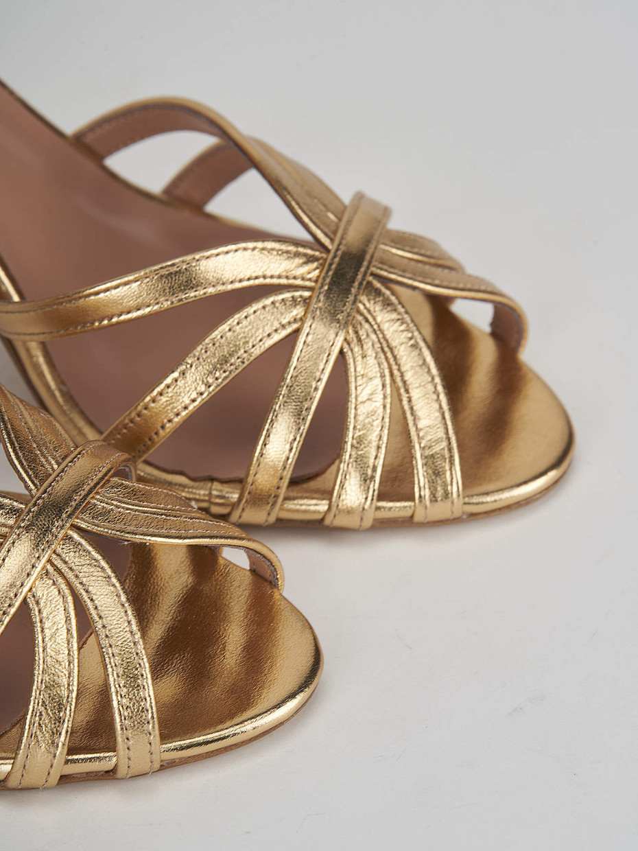 High heel sandals heel 8 cm gold laminated