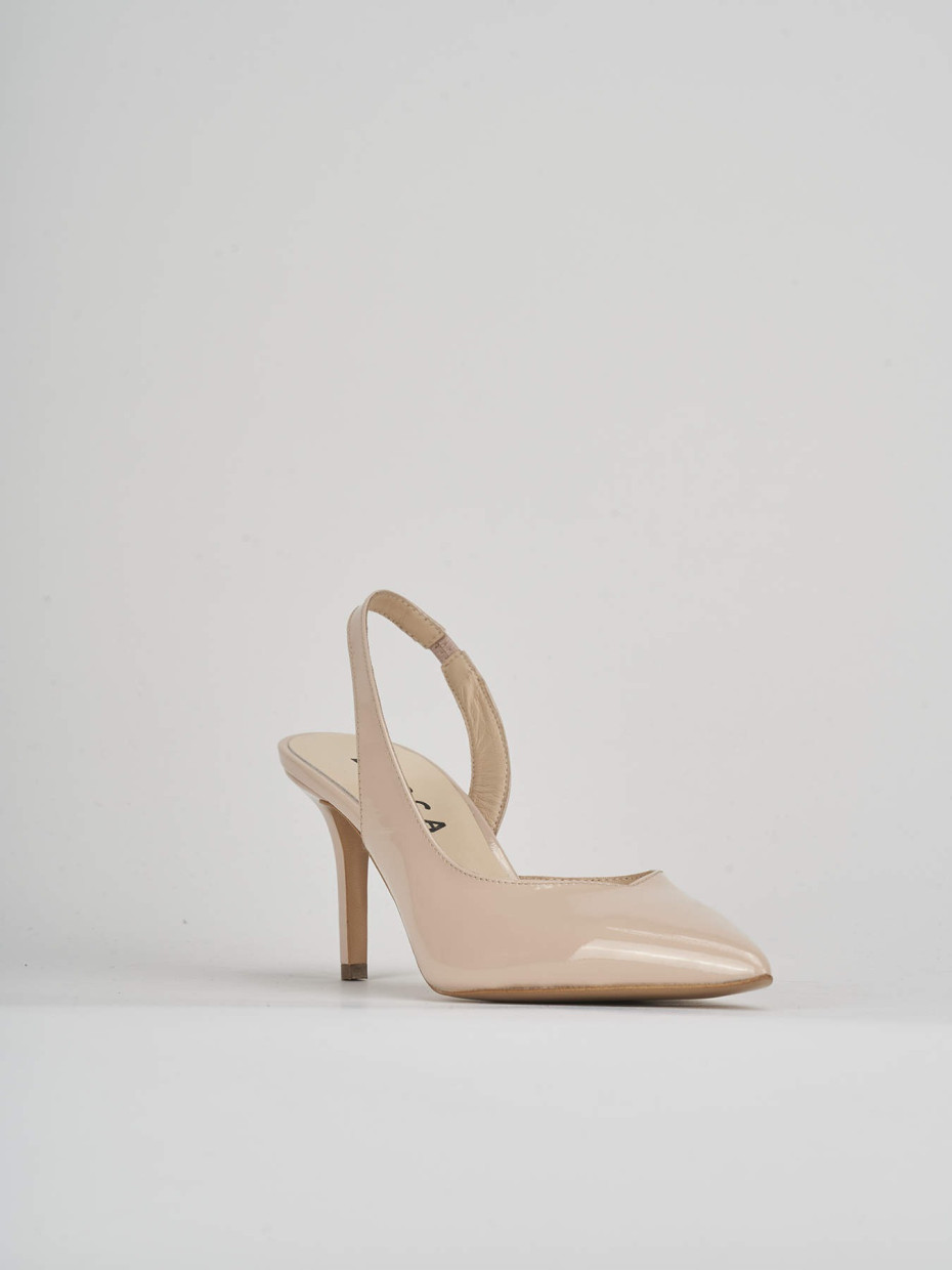 Sligback decoltè tacco 7 cm beige vernice