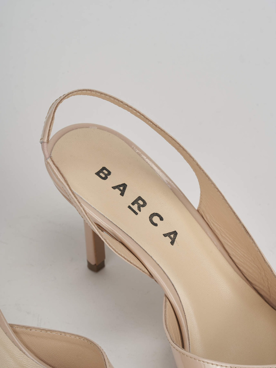 Sligback decoltè tacco 7 cm beige vernice