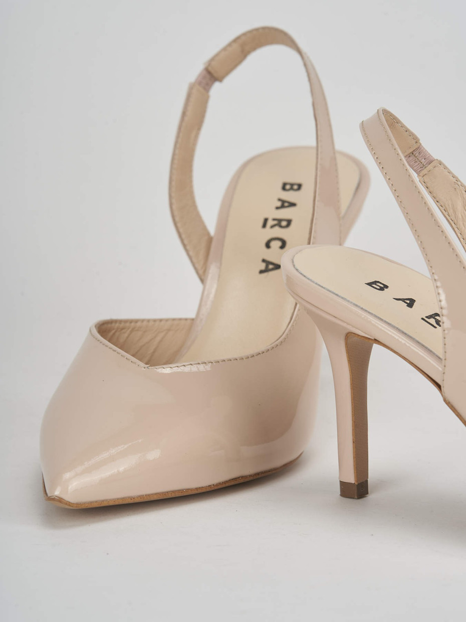 Sligback decoltè tacco 7 cm beige vernice