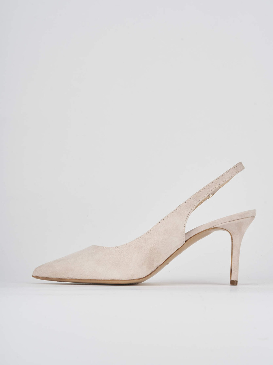 Slingback decolte tacco 7 cm beige camoscio Barca Stores