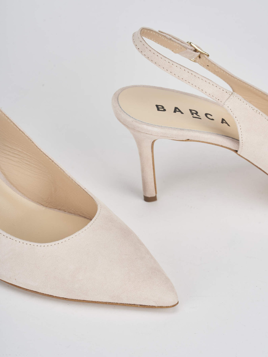 Slingback decolte tacco 7 cm beige camoscio Barca Stores