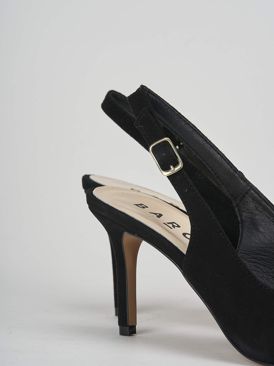 Slingback decoltè tacco 7 cm nero camoscio