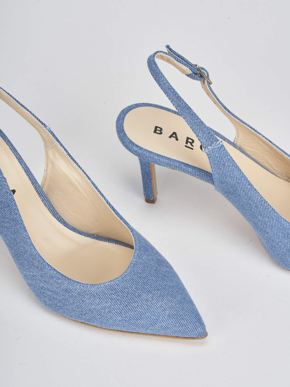 Slingback decolt tacco 7 cm jeans tessuto Barca Stores