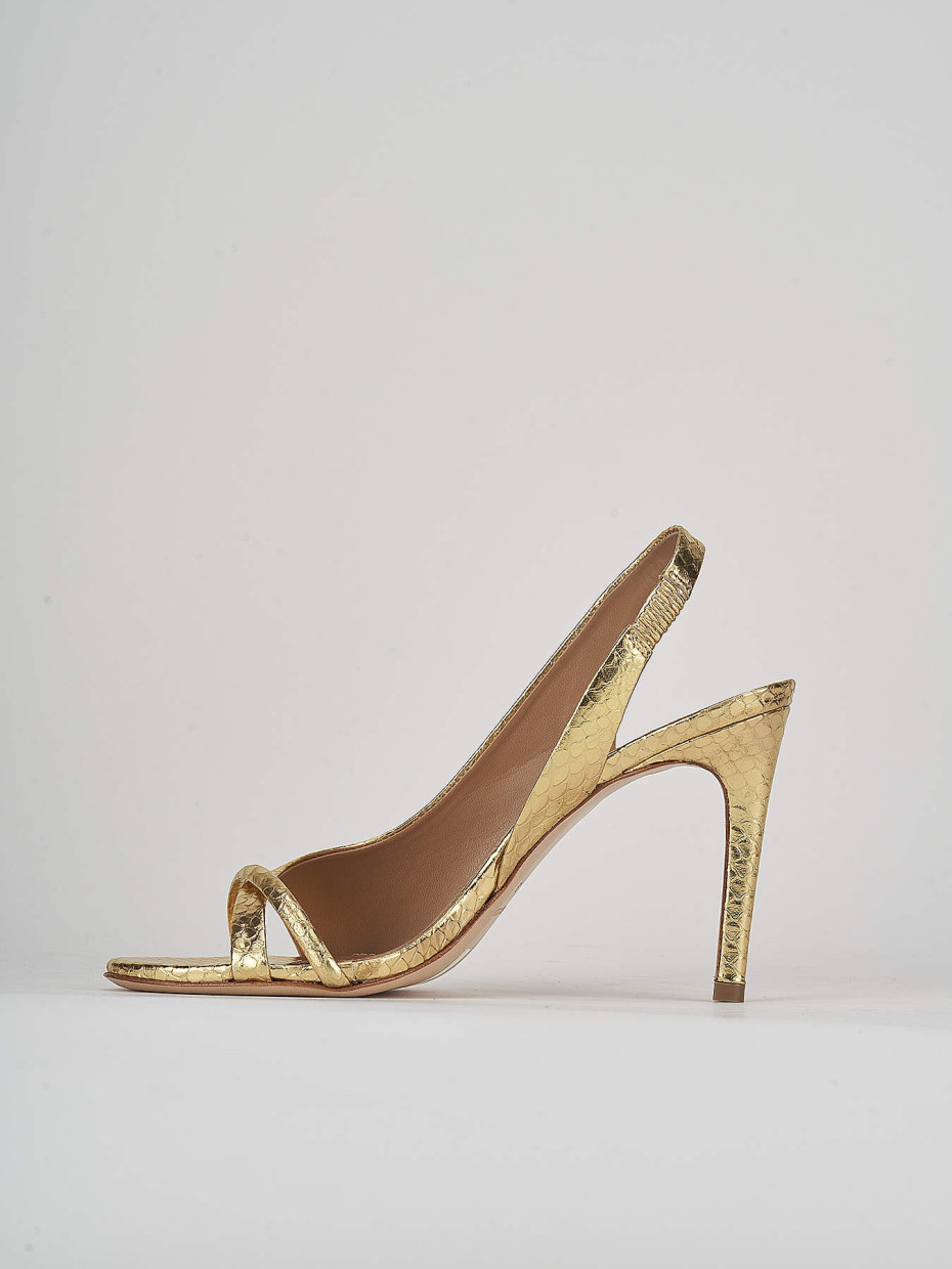 High heel sandals heel 9 cm gold leather