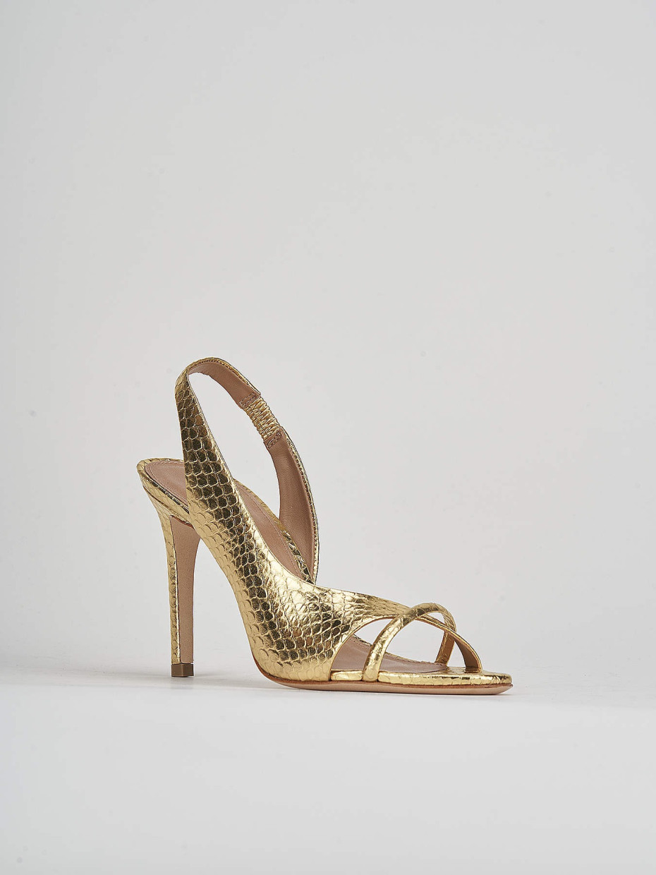 High heel sandals heel 9 cm gold leather