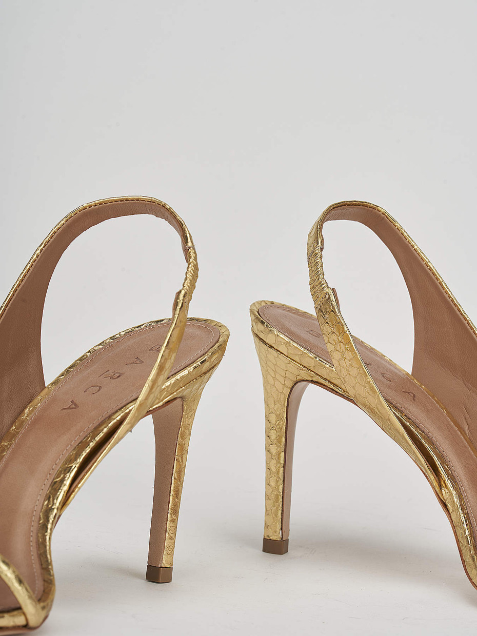 High heel sandals heel 9 cm gold leather