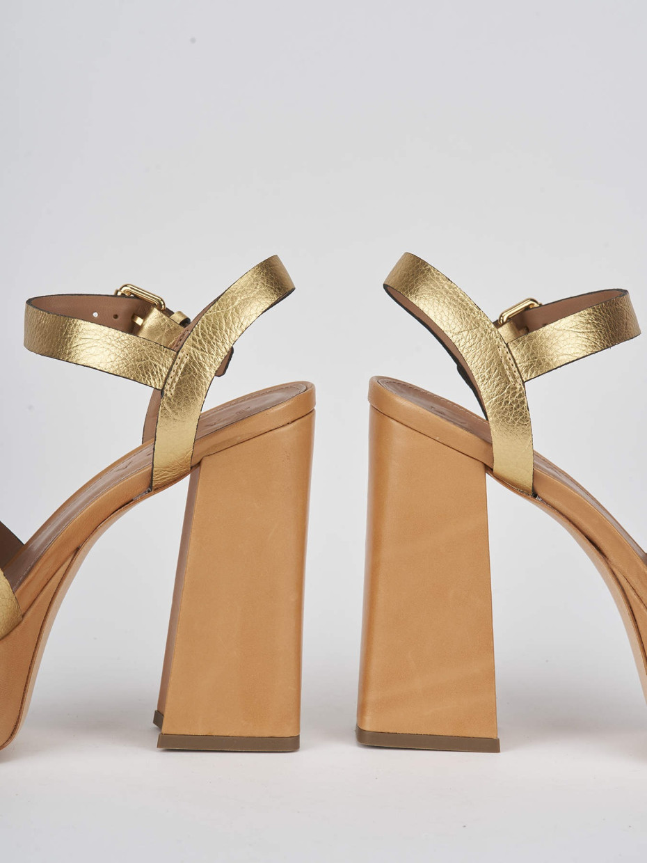 High heel sandals heel 11 cm gold leather