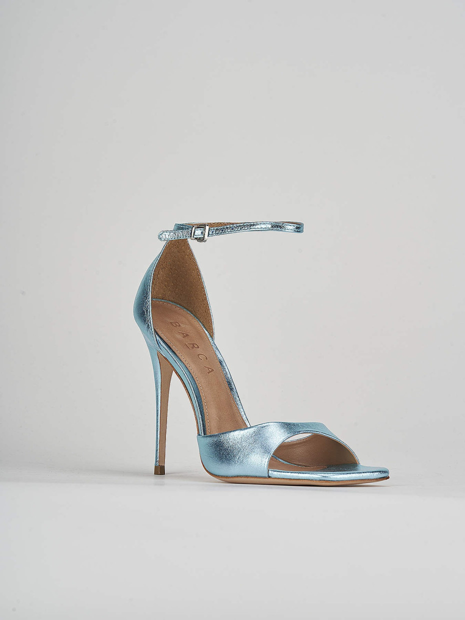 High heel sandals heel 11 cm light blue leather