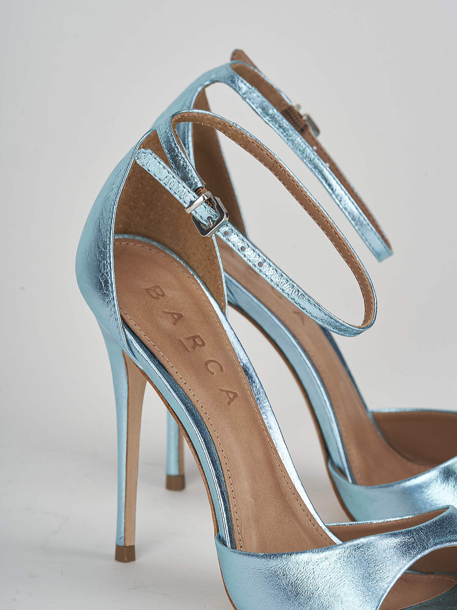 High heel sandals heel 11 cm light blue leather