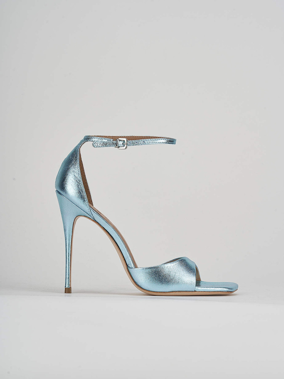 High heel sandals heel 11 cm light blue leather
