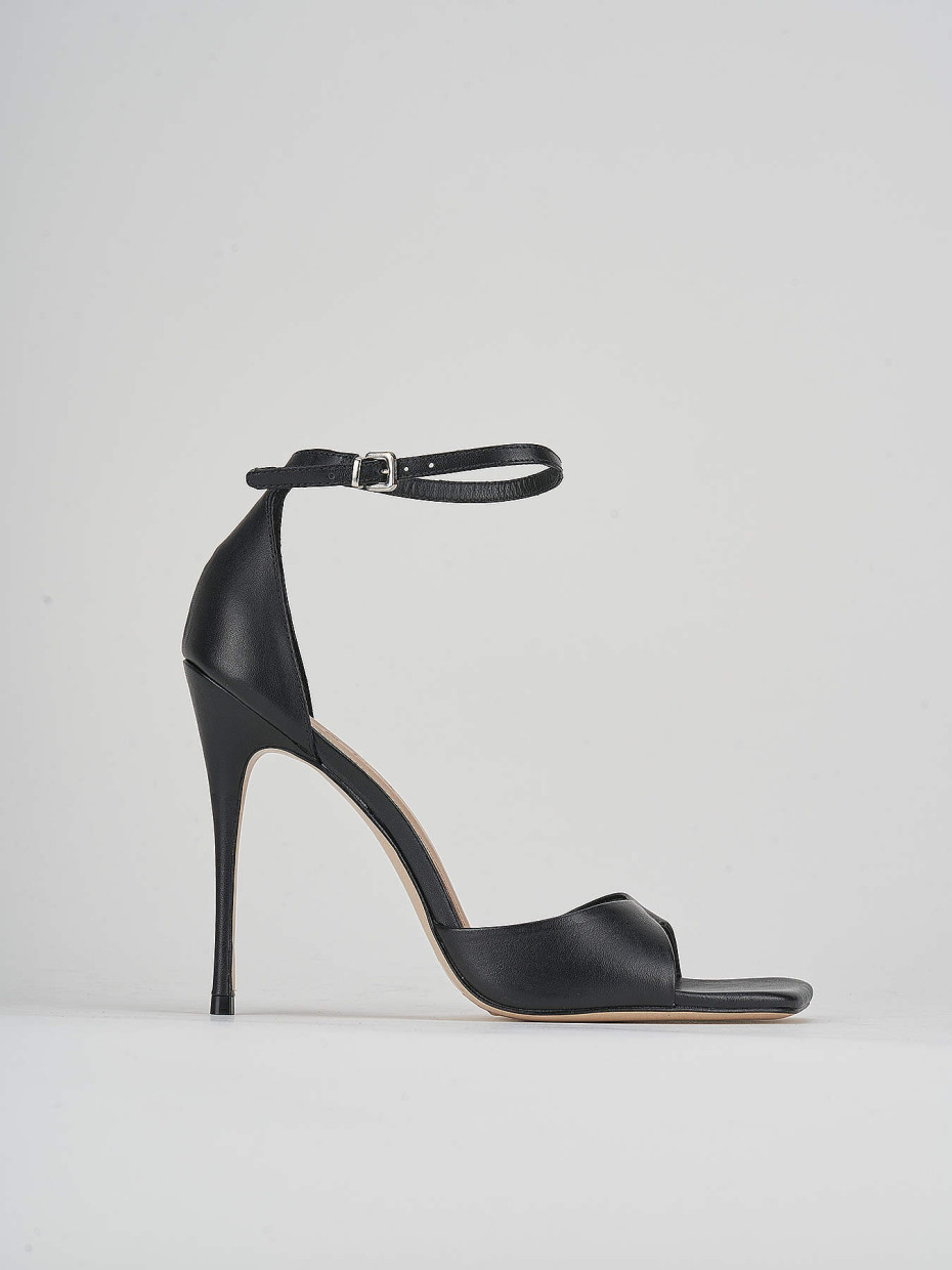 High heel sandals heel 11 cm black leather