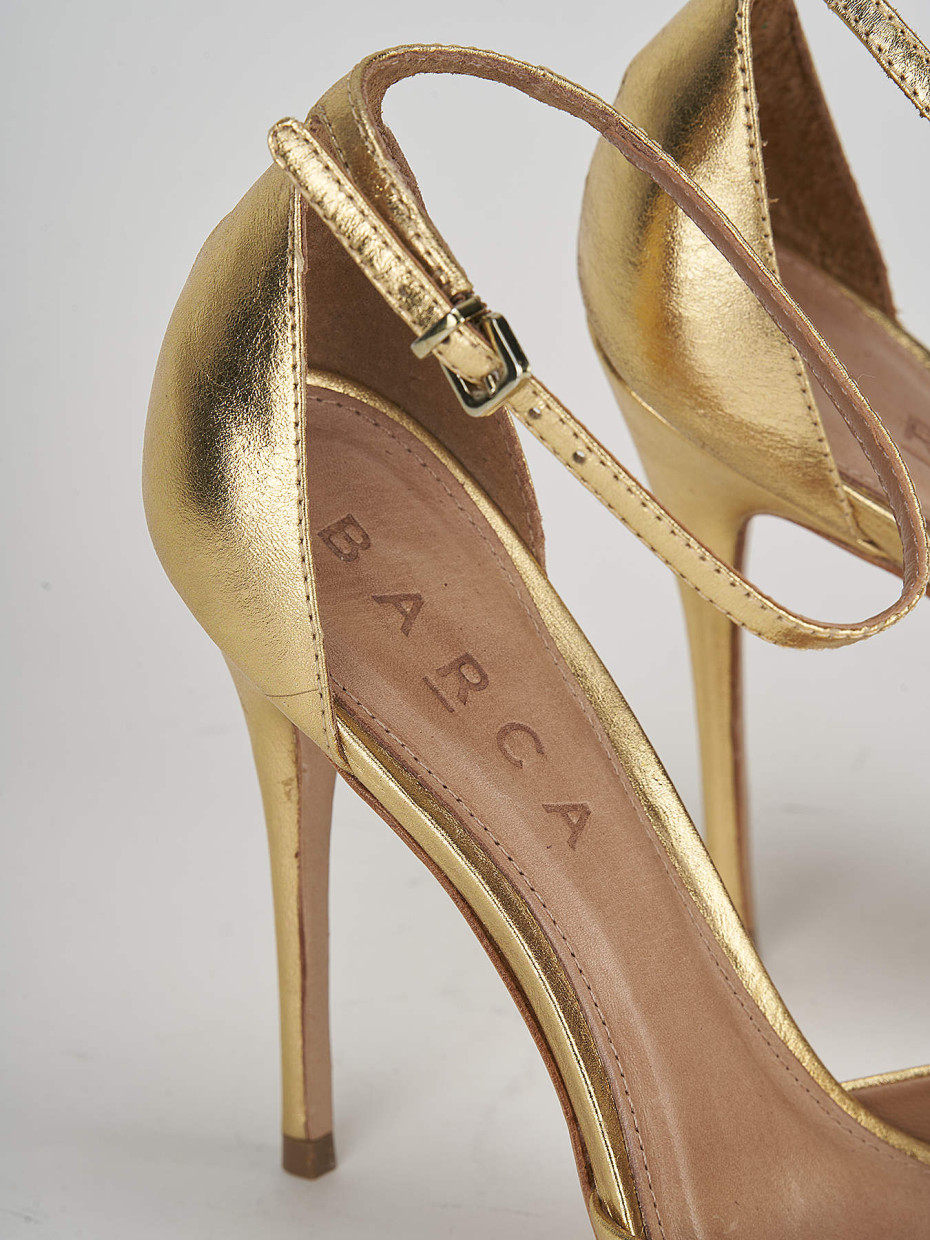 High heel sandals heel 11 cm gold leather