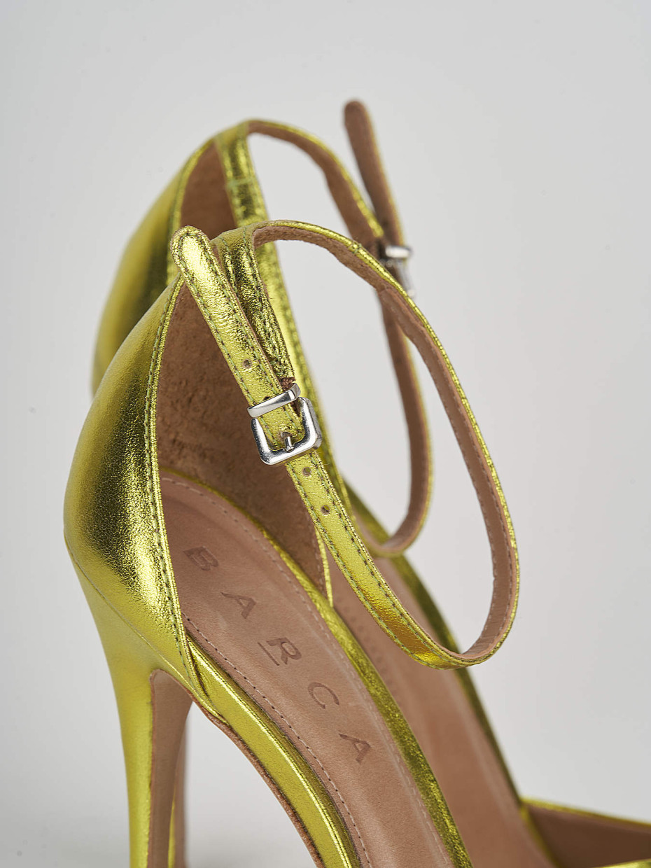 High heel sandals heel 11 cm green leather