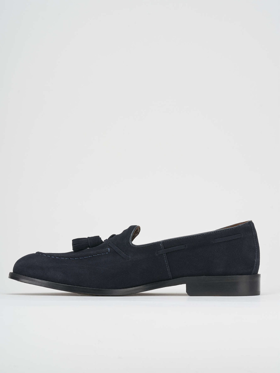 Loafers heel 1 cm blu suede