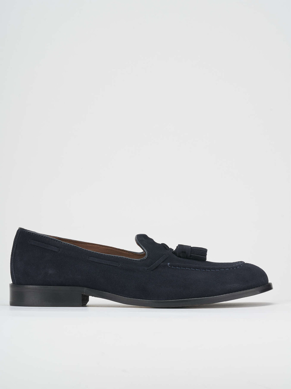 Loafers heel 1 cm blu suede