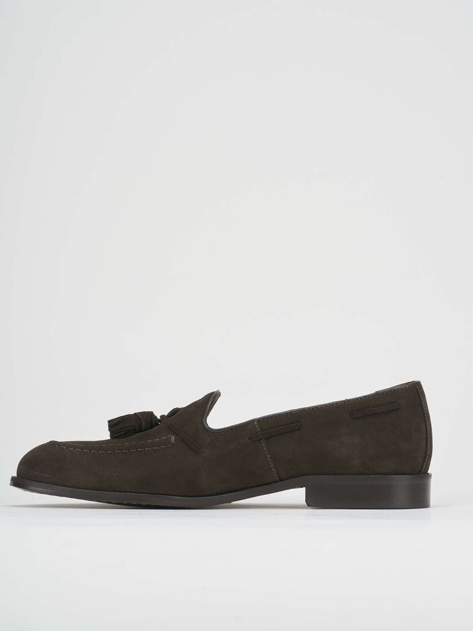 Loafers heel 1 cm dark brown suede