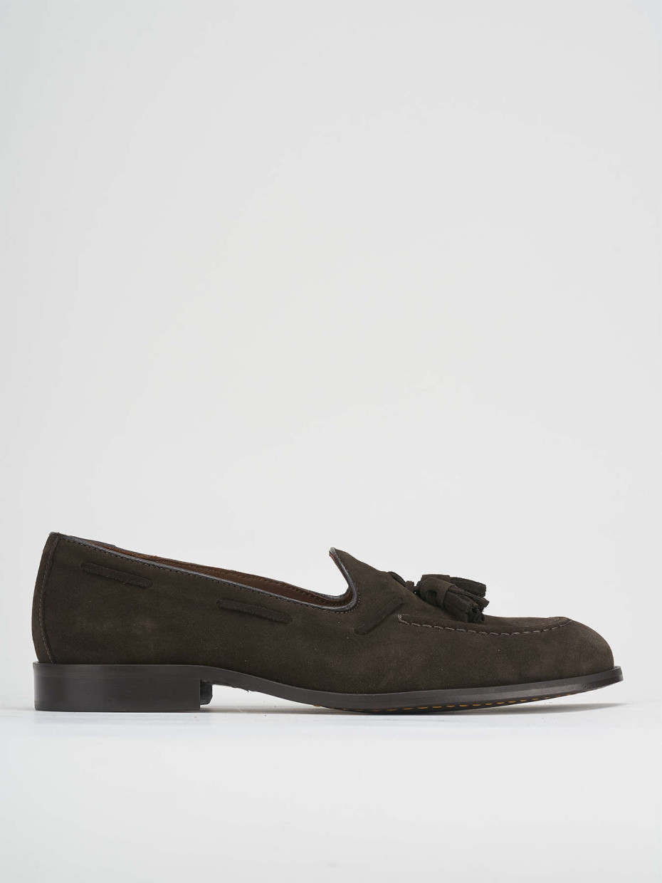 Loafers heel 1 cm dark brown suede