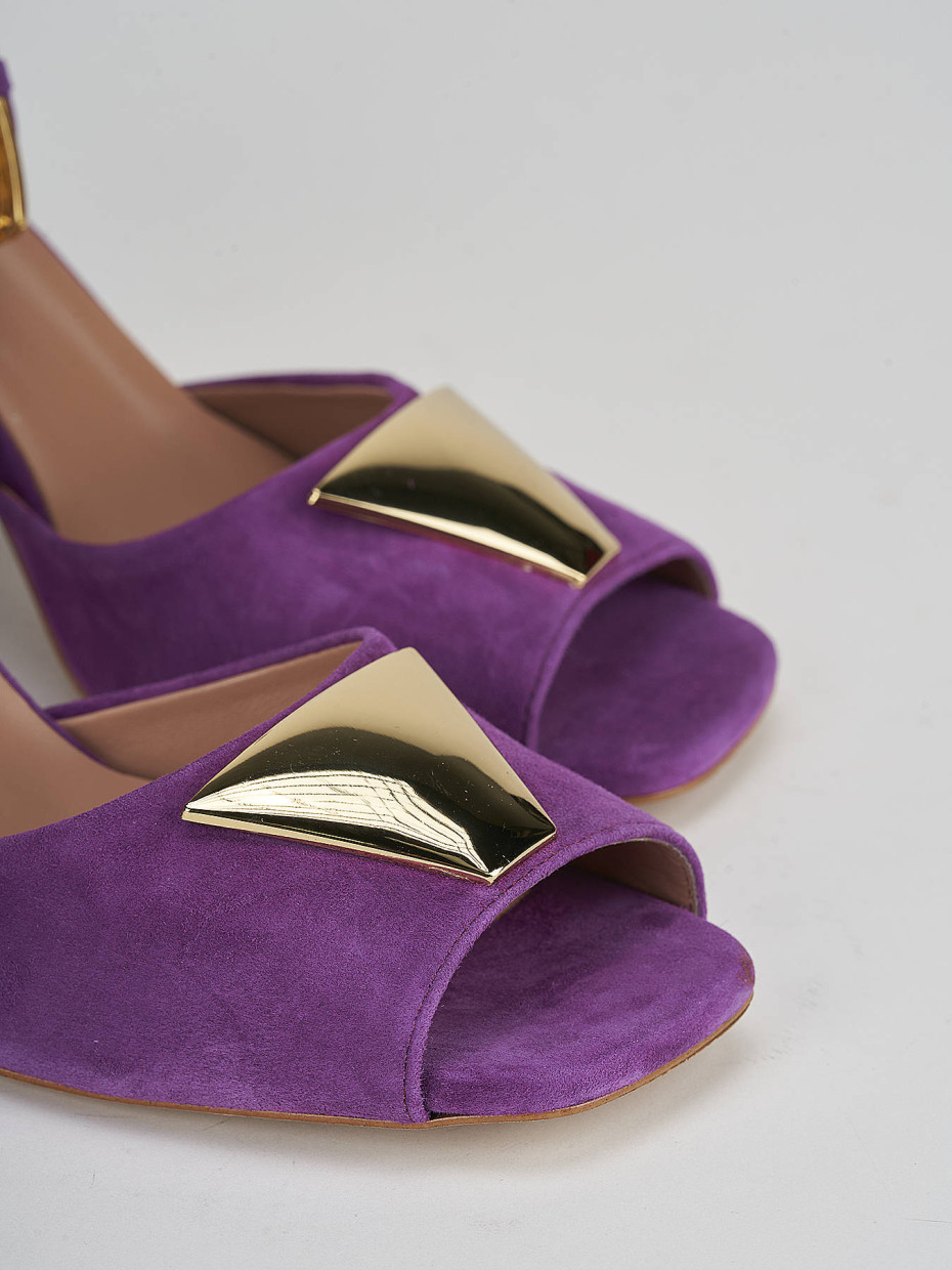 High heel sandals heel 8 cm violet suede