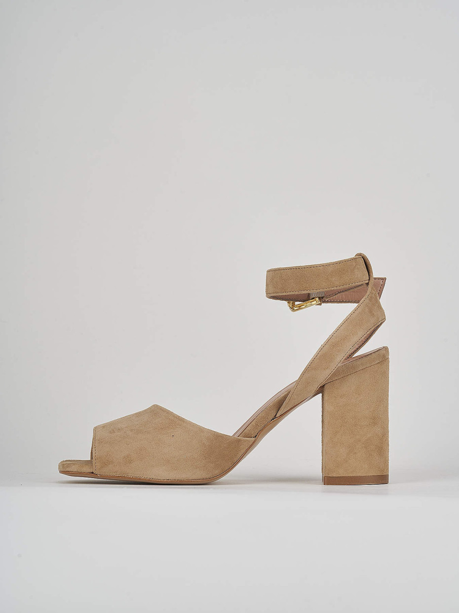 High heel sandals heel 8 cm beige suede