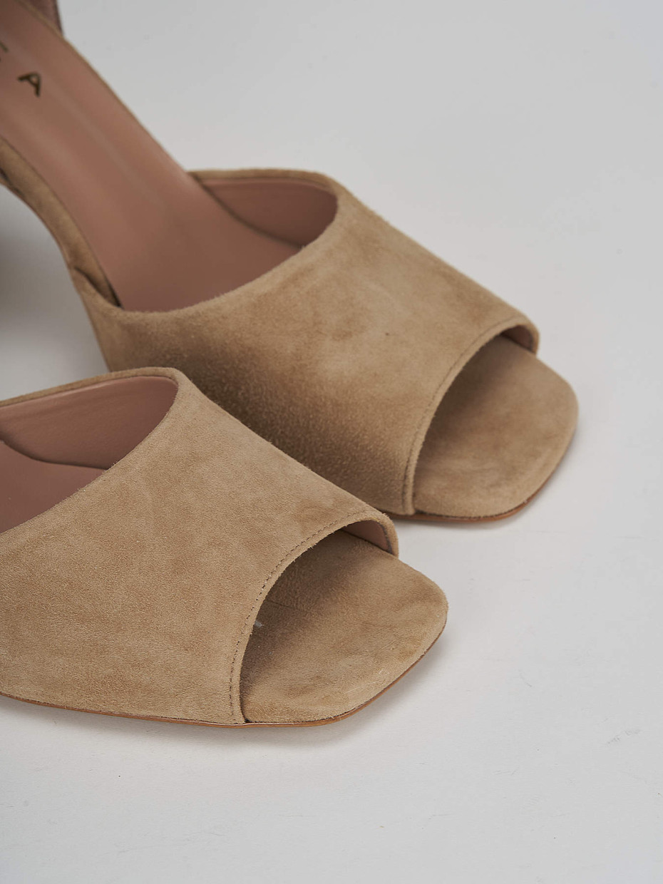 High heel sandals heel 8 cm beige suede