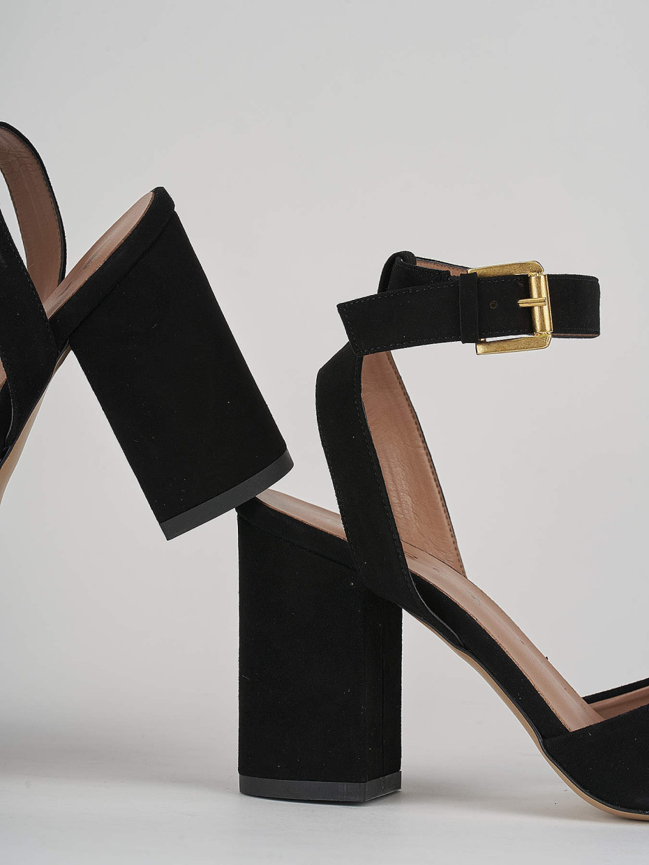 Sandali tacco 8cm camoscio nero Barca Stores