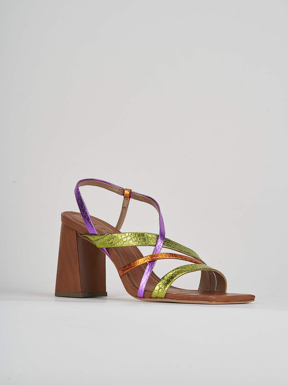 High heel sandals heel 9 cm multicolor leather