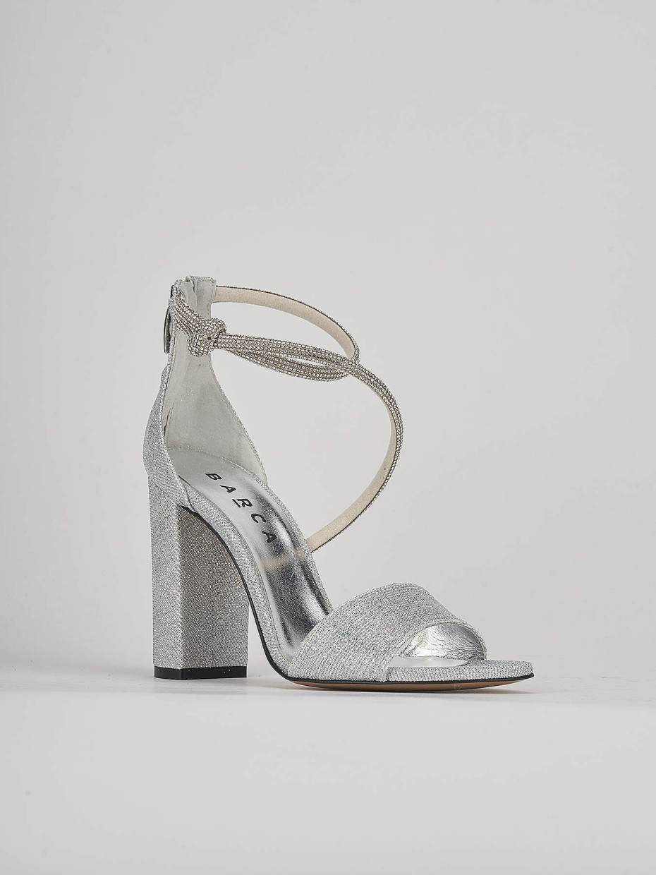 High heel sandals heel 9 cm silver leather