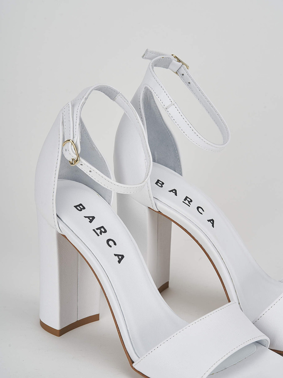 Sandali tacco 8cm pelle bianco Barca Stores