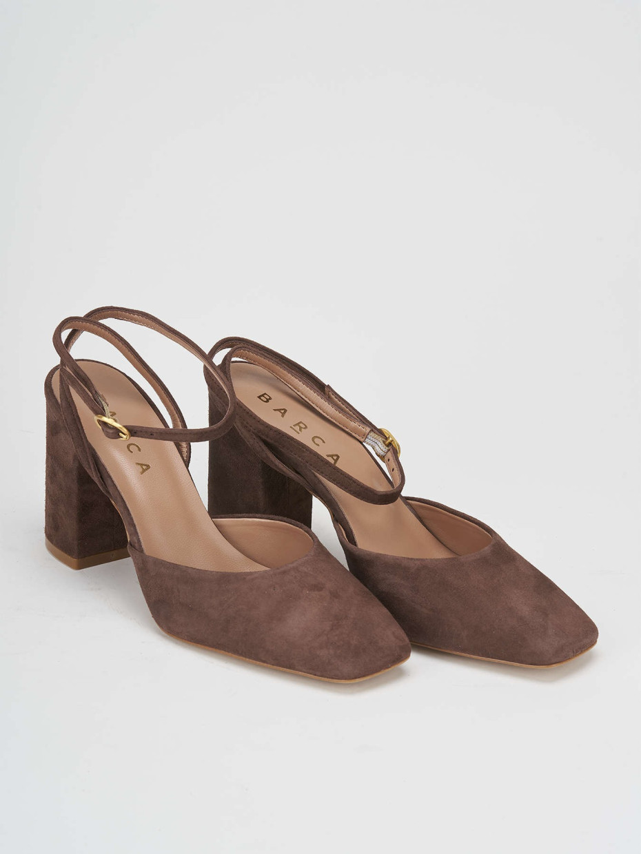 Dark brown top suede heels