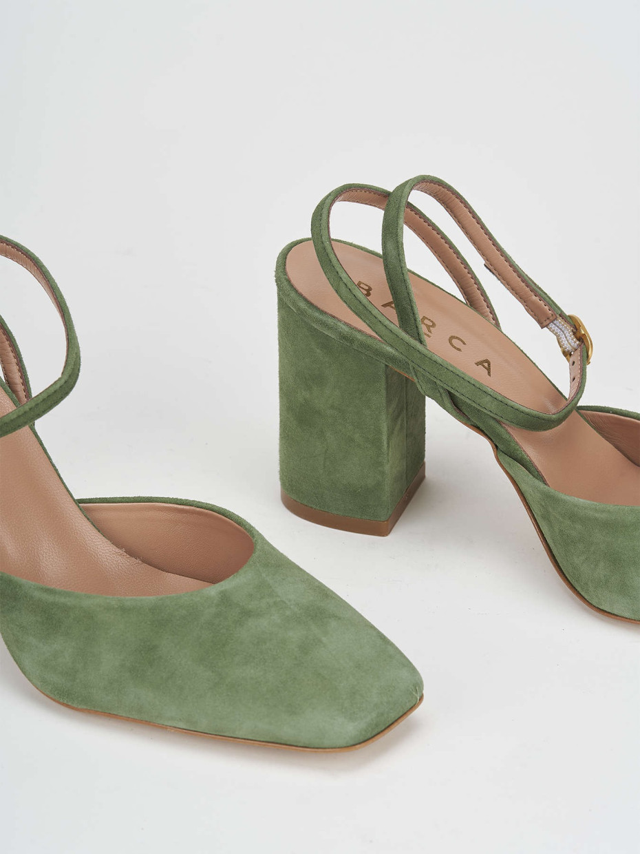 Pumps heel 8 cm green suede
