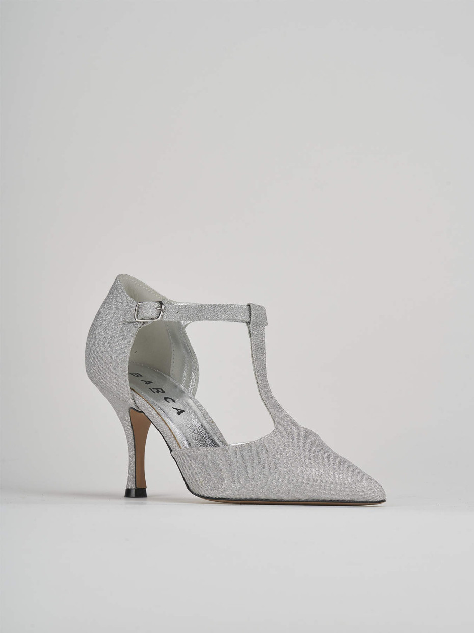 Pumps heel 7 cm silver glitter