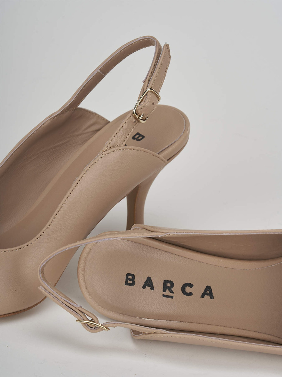 Slingback decoltè tacco 7 cm beige pelle