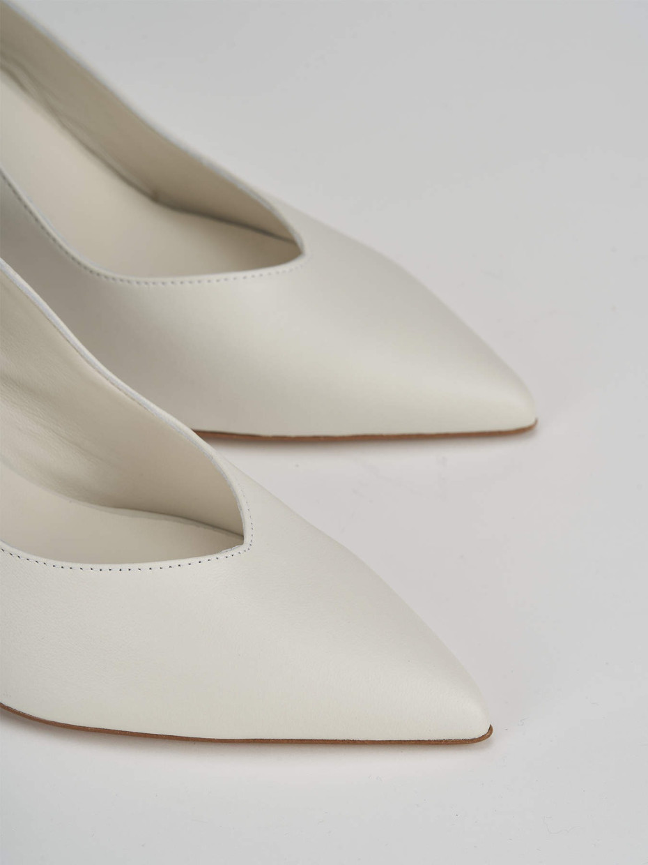 Pumps woman heel 7 cm white leather Barca Stores
