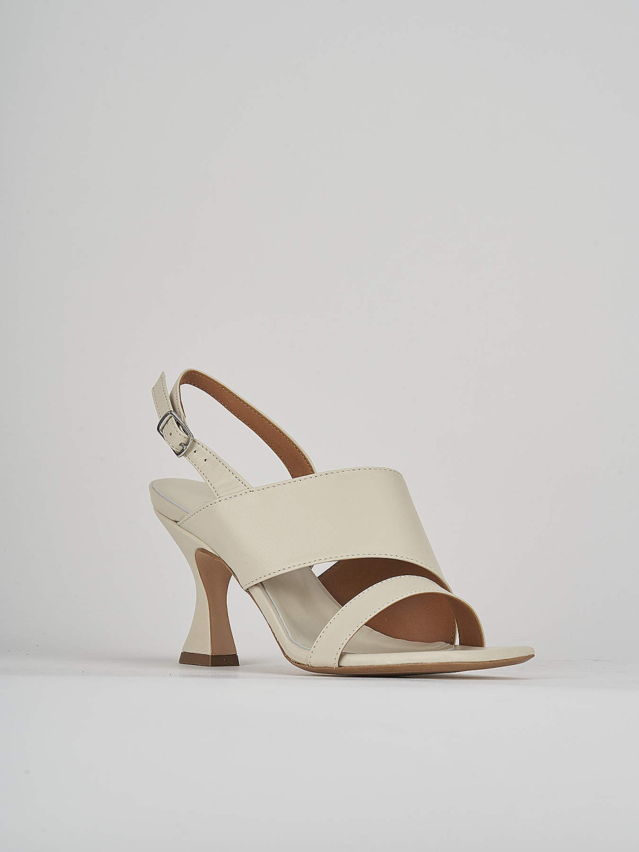 High heel sandals heel 7 cm white leather