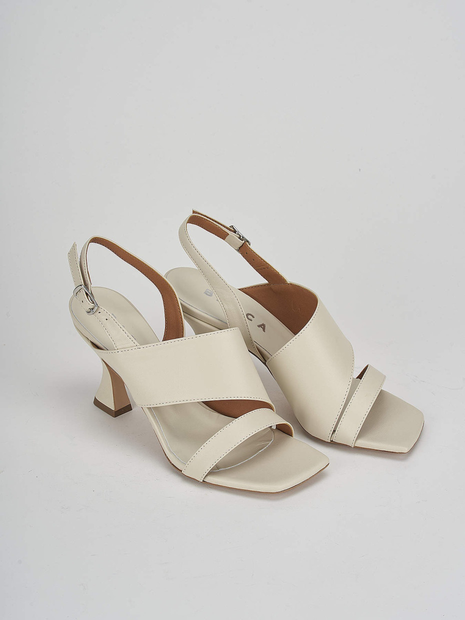 High heel sandals heel 7 cm white leather