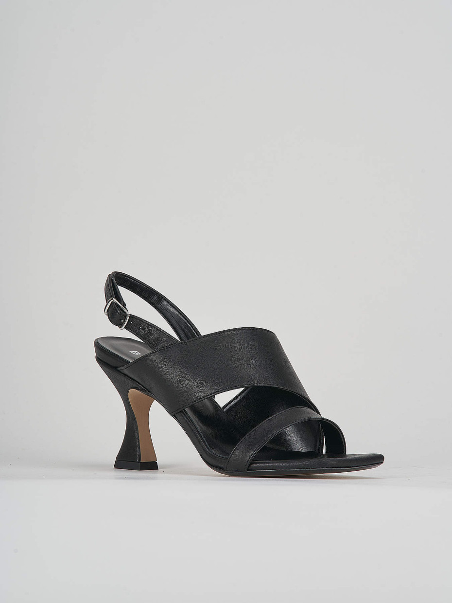 Sandali tacco 7 cm nero pelle