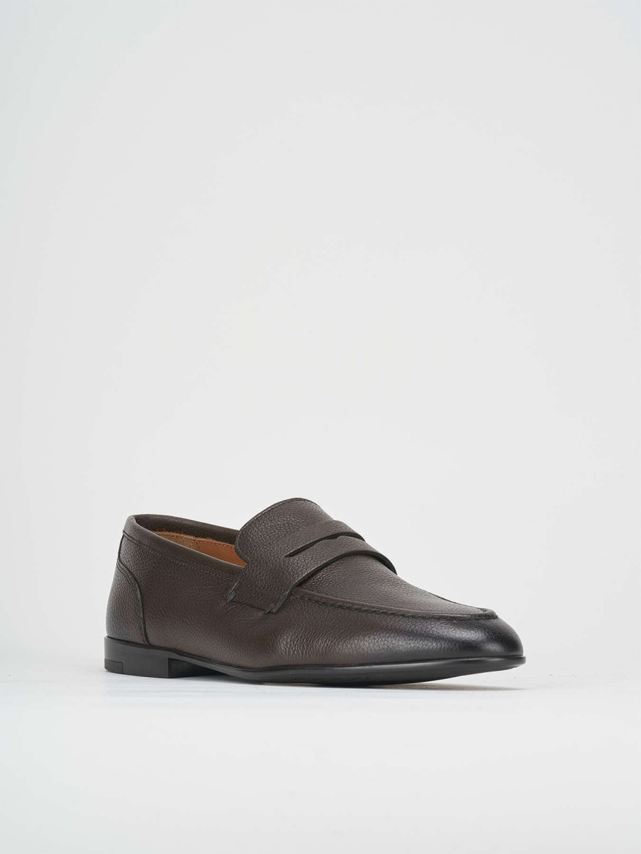 Loafers heel 1 cm dark brown leather