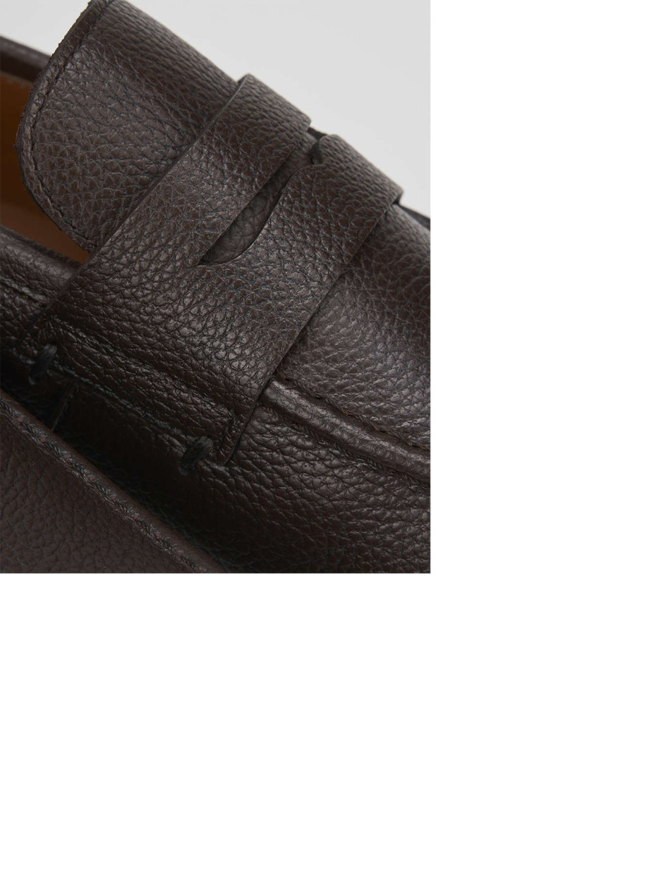 Loafers heel 1 cm dark brown leather