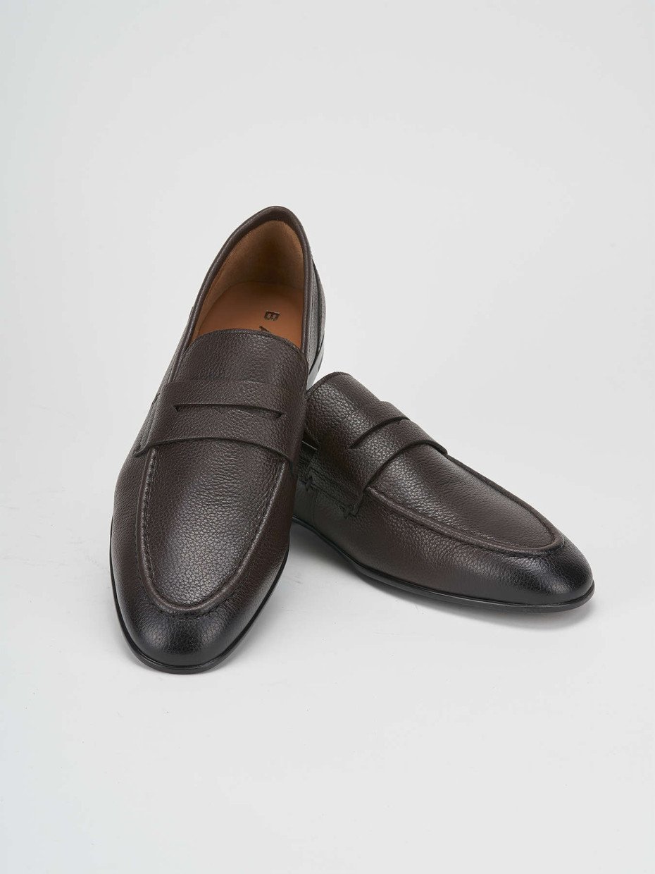 Loafers heel 1 cm dark brown leather