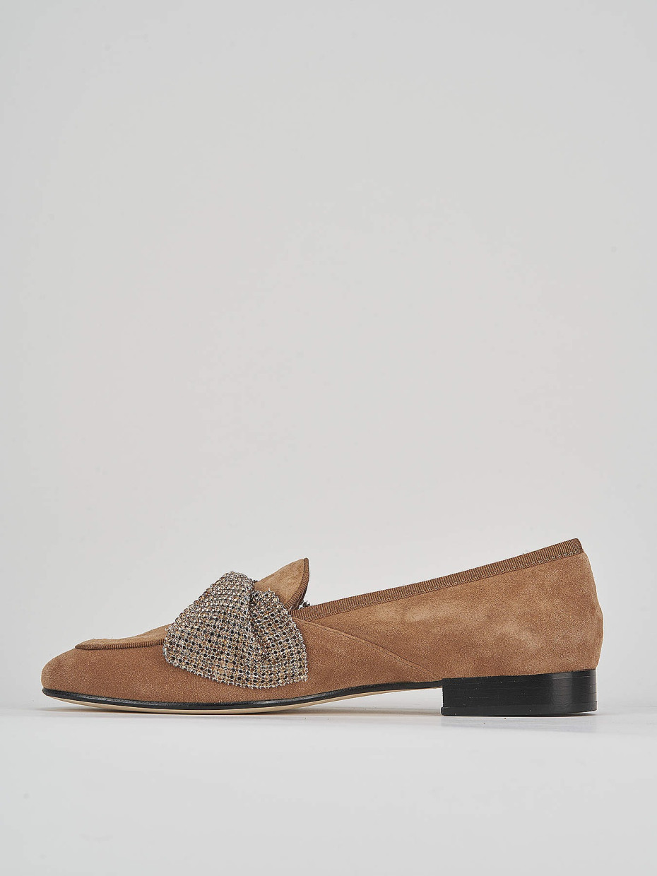 Loafers heel 1 cm brown suede