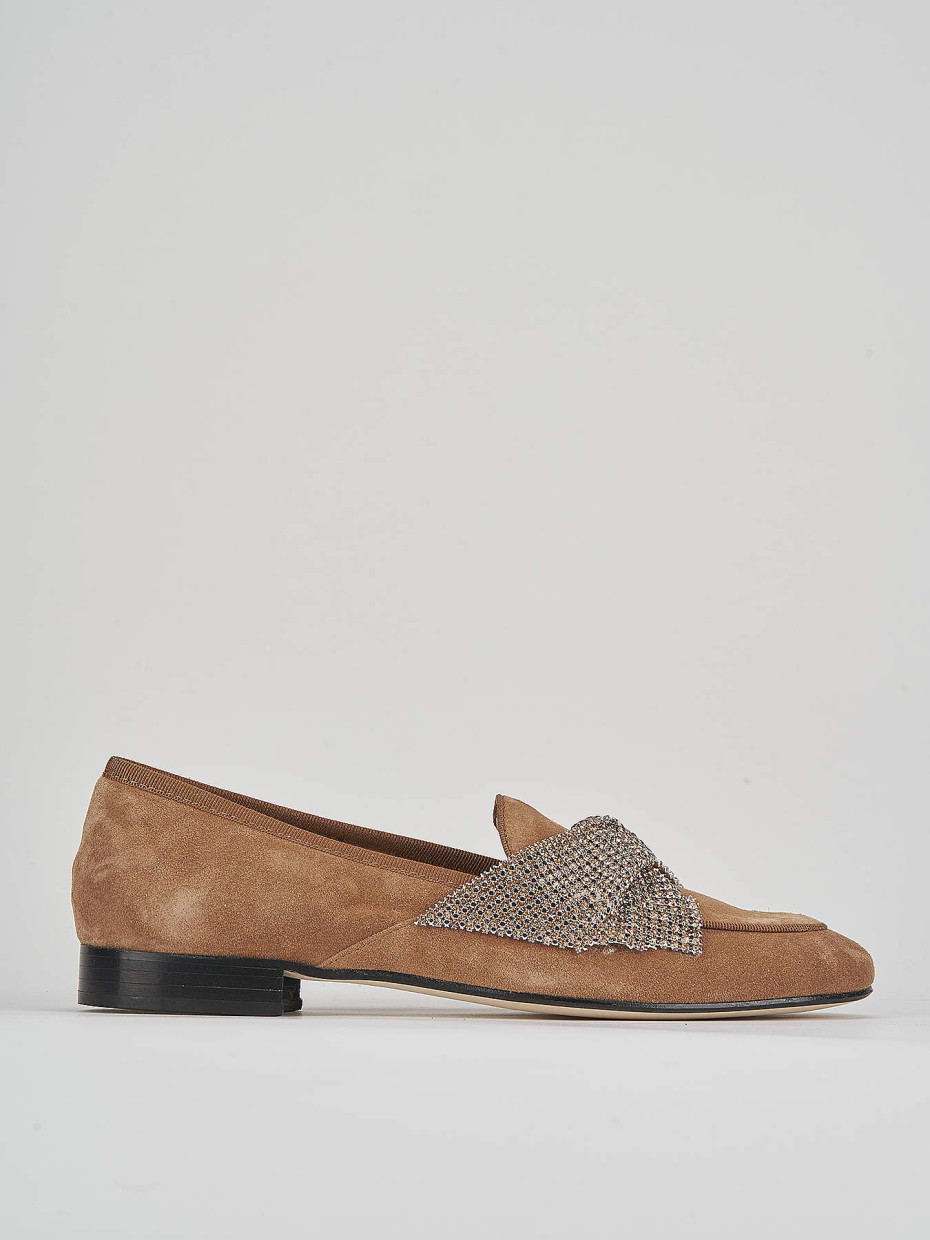 Loafers heel 1 cm brown suede