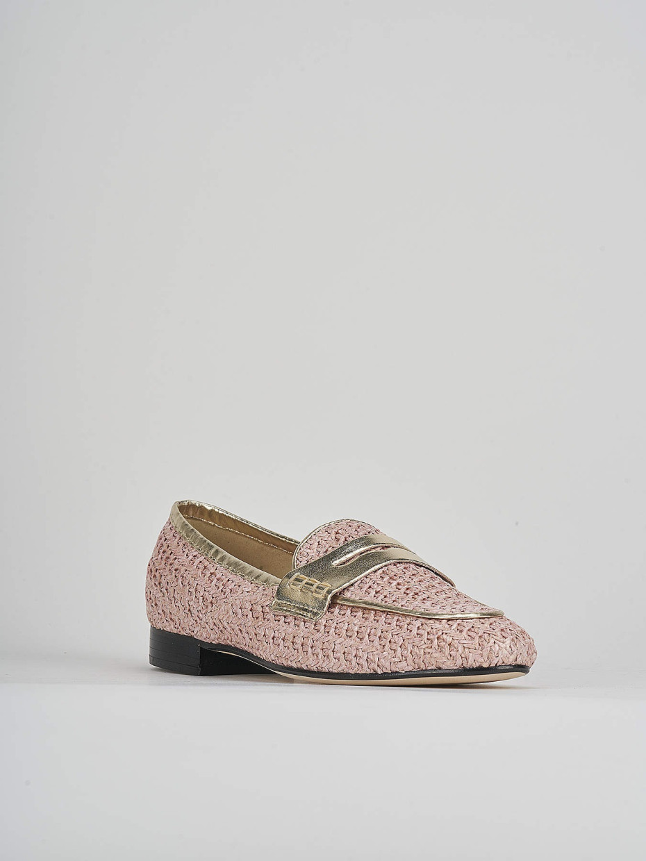 Loafers heel 1 cm pink leather