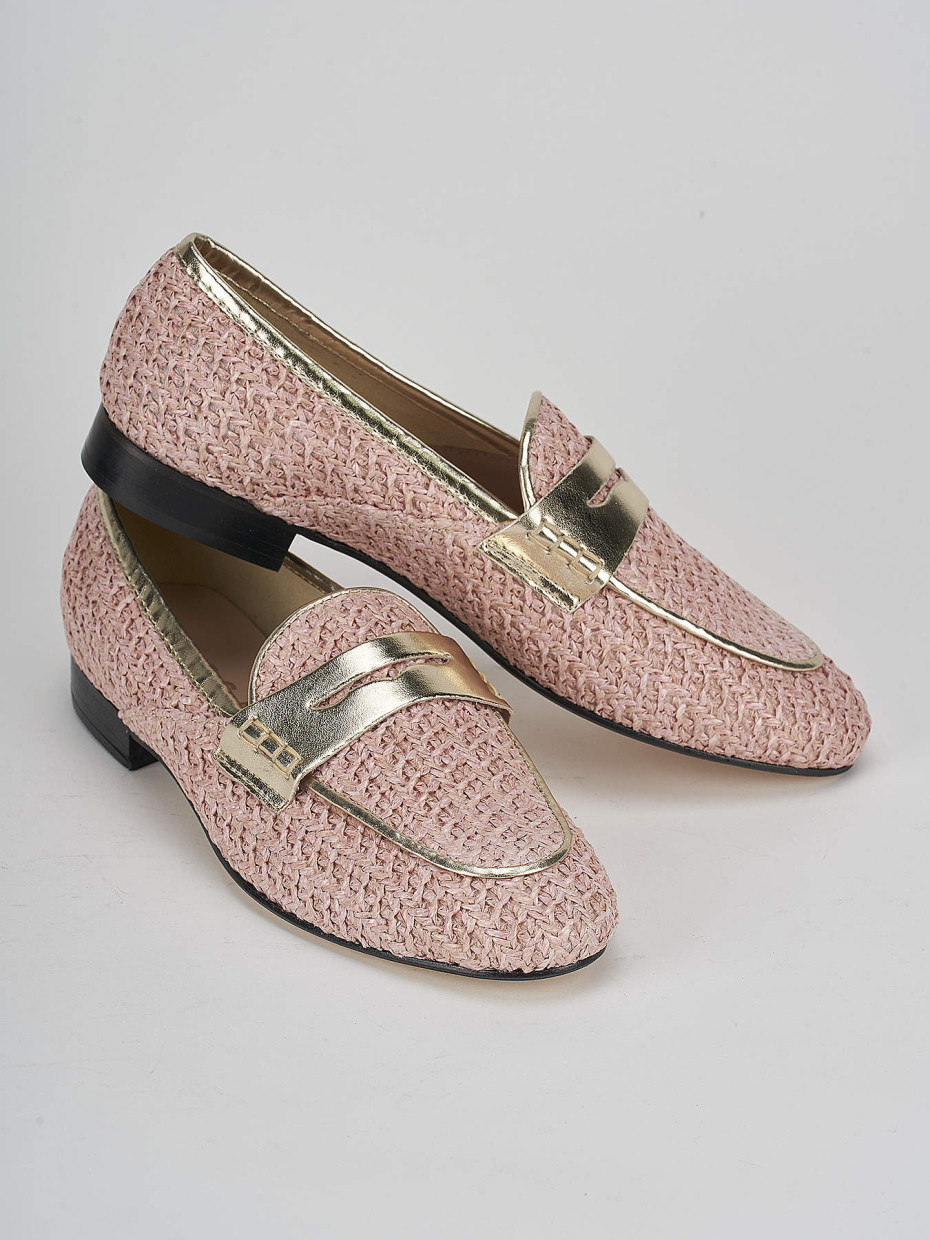 Loafers heel 1 cm pink leather